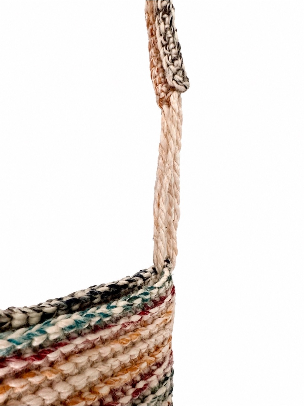 Adjustable Handmade Shoulder Multicolor Striped Crocheted Bag - Picture 3 of 5